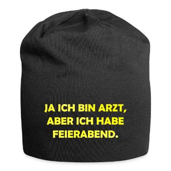 ich bin Arzt im Feierabend - Jersey-Beanie - Schwarz - Vorne