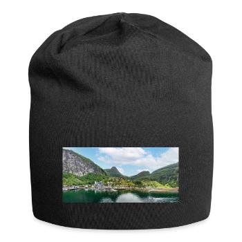 Geiranger panorama view from harbor - Jersey-Beanie - Schwarz - Vorne