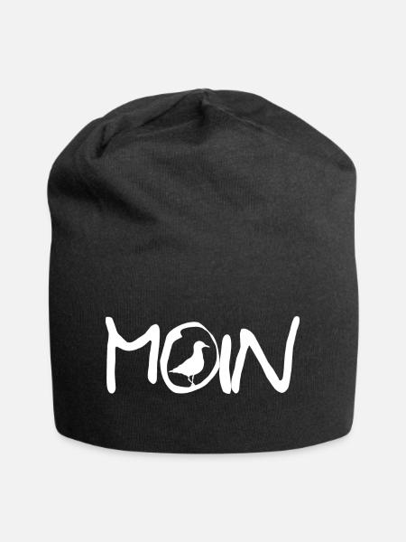 Moin mit Möwe - Jersey-Beanie - Schwarz