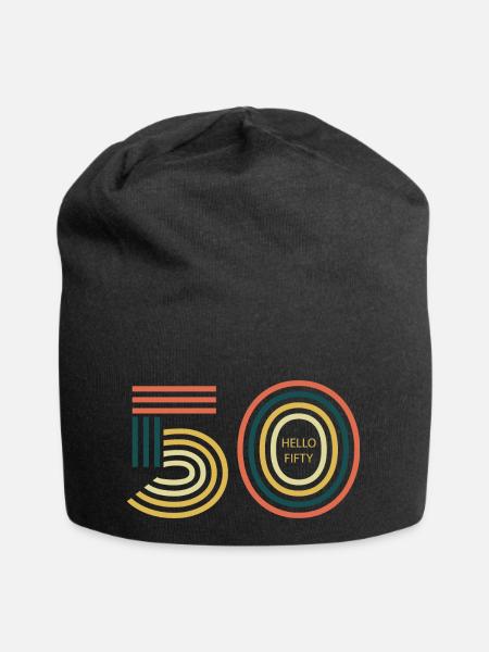 hello 50. 50th birthday - Jersey Beanie - black