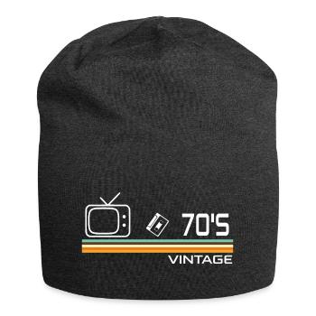 70er Jahre - Jersey-Beanie - Anthrazit - Vorne