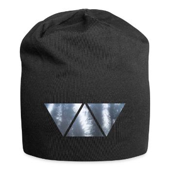 Forest Fog Triangle Photo Winter Gift Snow - Jersey Beanie - black - Front