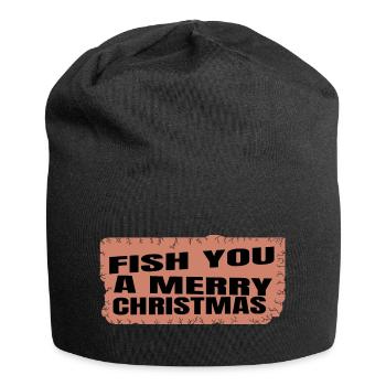 tête de poisson anniversaire cadeau idée adorable animaux - Bonnet en jersey - noir - Devant