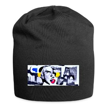Kiss ME Pop Art Design - Abstrakt - Jersey-Beanie - Schwarz - Vorne