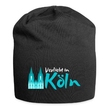Verliebt in Köln | Köln Mitbringsel Souvenir - Jersey-Beanie - Schwarz - Vorne