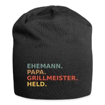 Husband Papa Grill Master Hero Vintage Retro - Jersey Beanie - black - Front