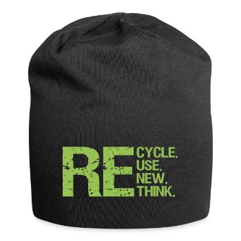 ReCycle ReUse ReNew ReThink - Jersey-Beanie - Schwarz - Vorne