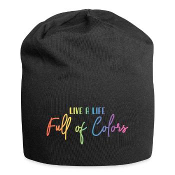 Lebe ein Leben voller Farben - Jersey-Beanie - Schwarz - Vorne