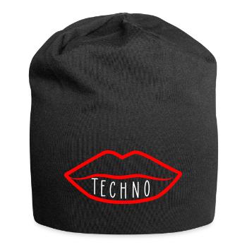 Lèvre de musique techno - Bonnet en jersey - noir - Devant