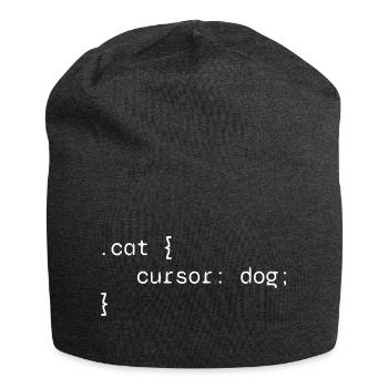 Cat and dog web developer humor funny - Jersey Beanie - charcoal grey - Front