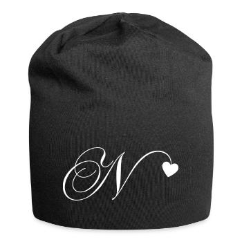 Lettre n calligraphie cœur - Bonnet en jersey - noir - Devant