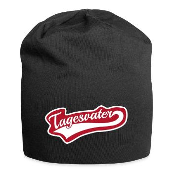 Tagesvater swoosh Schriftzug - Jersey-Beanie - Schwarz - Vorne