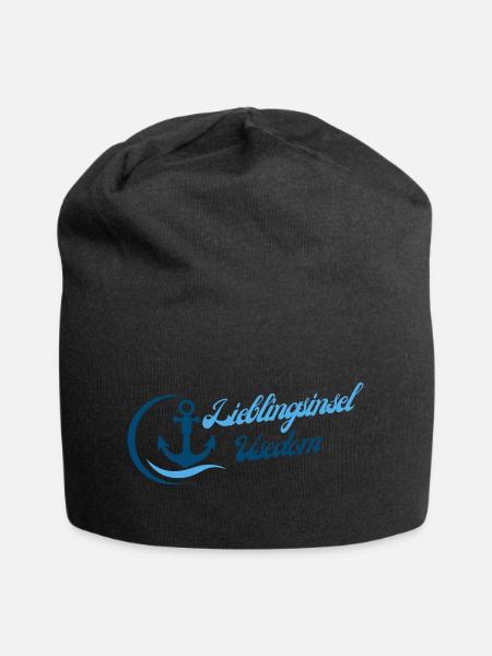 Lieblingsinsel Usedom mit Anker - Jersey-Beanie - Schwarz