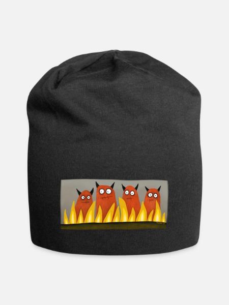 vier Teufel - Jersey-Beanie - Schwarz