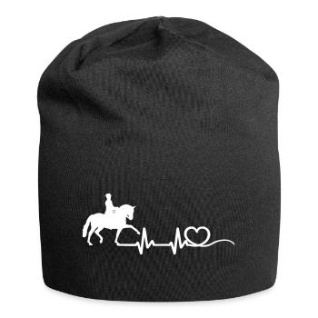 Heartbeat Herz mit Dressurreiter Silhouette 1 weiß - Jersey-Beanie - Schwarz - Vorne