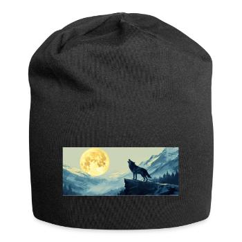 Wolf In The Mountains - Jersey Beanie - black - Front