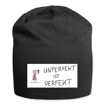 Unperfekt ist Perfekt - Jersey-Beanie - Schwarz - Vorne