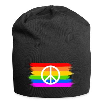 Peacezeichen auf LGBT Regenbogenfahne - Jersey-Beanie - Schwarz - Vorne