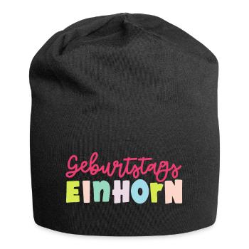 Geburtstags EINHORN - Jersey-Beanie - Schwarz - Vorne