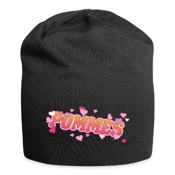 Cool fries with pink hearts design - Jersey Beanie - black - Front