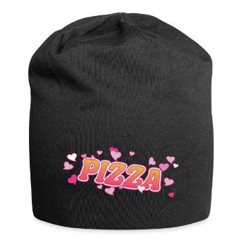 Currywurst cool avec motif de cœurs roses - Bonnet en jersey - noir - Devant