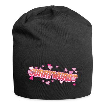 Currywurst cool avec motif de cœurs roses - Bonnet en jersey - noir - Devant