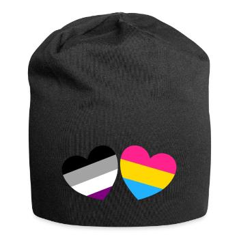 Asexuelle panromantische Herzen - Jersey-Beanie - Schwarz - Vorne