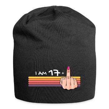 Ich bin 17 + 1 Mittelfinger-Shirt Ich bin 17 plus, - Jersey-Beanie - Schwarz - Vorne