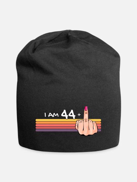 Ich bin 44 + 1 Mittelfinger-Shirt Ich bin 44 plus, - Jersey-Beanie - Schwarz