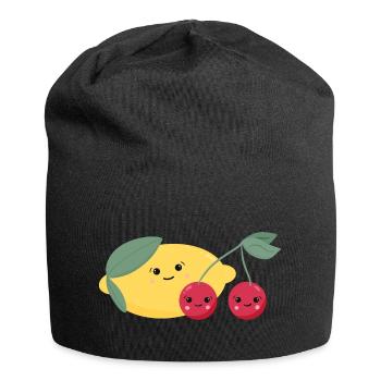 Lemon & Cherries - Jersey Beanie - black - Front