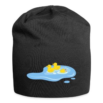 Canards dans une mare - Bonnet en jersey - noir - Devant