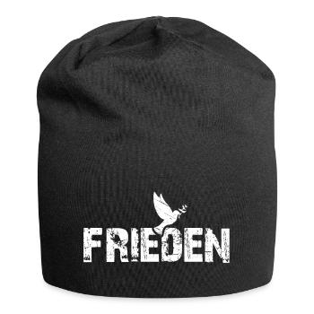 Einfach Frieden für alle - mit Friedenstaube - Jersey-Beanie - Schwarz - Vorne