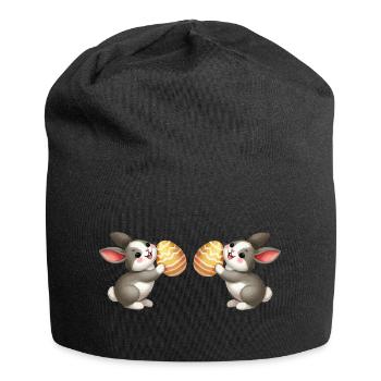 hase kaninchen ostern 2 - Jersey-Beanie - Schwarz - Vorne