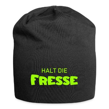 Halt die Fresse - Cooler Spruch - Schweigen - Jersey-Beanie - Schwarz - Vorne