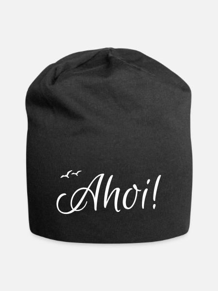 Ahoi mit Möwen - Jersey-Beanie - Schwarz