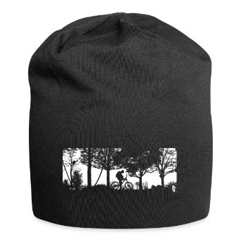 Mountainbiker Fahrradfahrer im Wald - Jersey-Beanie - Schwarz - Vorne