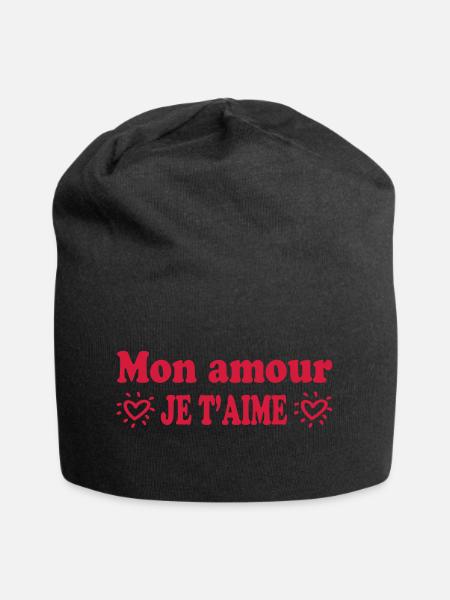 Mon amour je t'aime - Jersey-Beanie - Schwarz