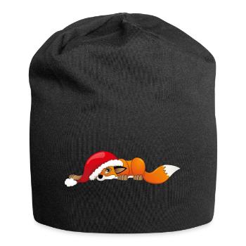 Fuchs mit Weihnachtsmütze - Jersey-Beanie - Schwarz - Vorne
