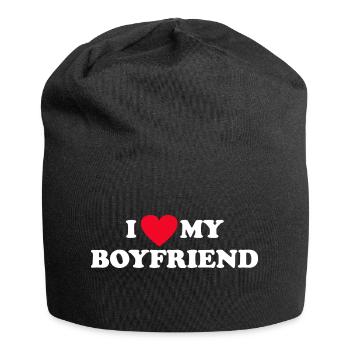 J’aime mon petit ami - Bonnet en jersey - noir - Devant