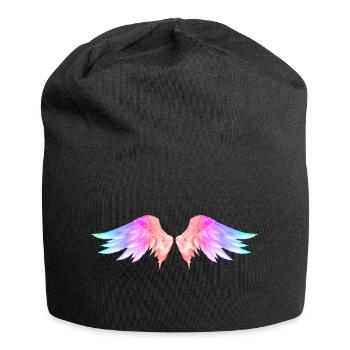 Engelsflügel - Jersey-Beanie - Schwarz - Vorne