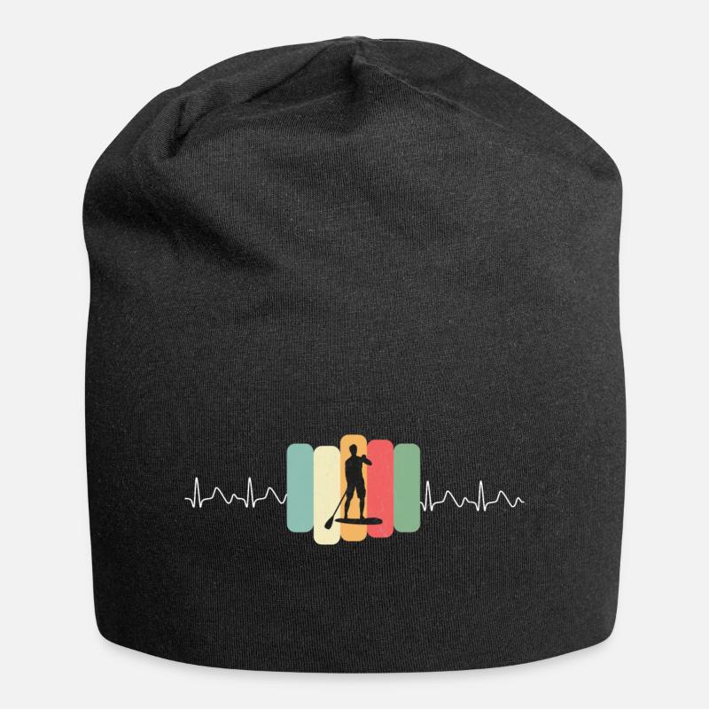 Stand up paddeling Sup, with ECG curve - Jersey Beanie - black