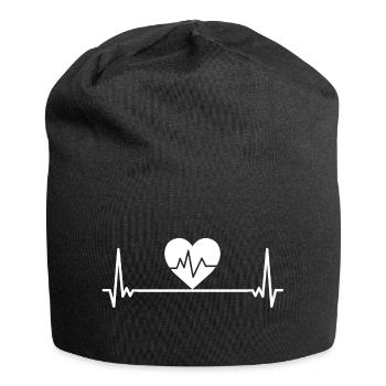 ECG heart cardio cardiologist doctor gift idea - Jersey Beanie - black - Front