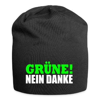 Grüne Nein Danke - Jersey-Beanie - Schwarz - Vorne