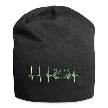 Motorrad Herzschlag Motorradfahrer Grün - Jersey-Beanie - Schwarz - Vorne