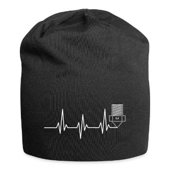 Herzschlag 3D Druck funny TShirt Design - Jersey-Beanie - Schwarz - Vorne