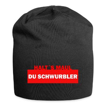 Halts Maul du Schwurbler - Jersey-Beanie - Schwarz - Vorne