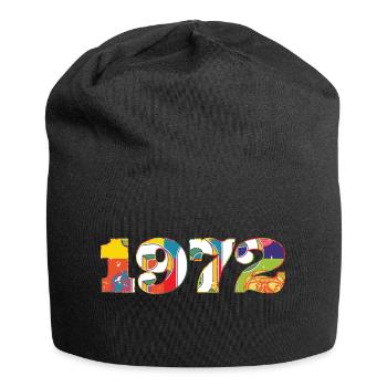 Pop Art 1972 - Jahrgang - Jahreszahl - Baujahr - Jersey-Beanie - Schwarz - Vorne