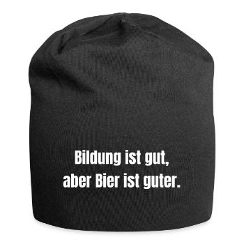 Bildung ist gut Bier ist guter white - Jersey-Beanie - Schwarz - Vorne