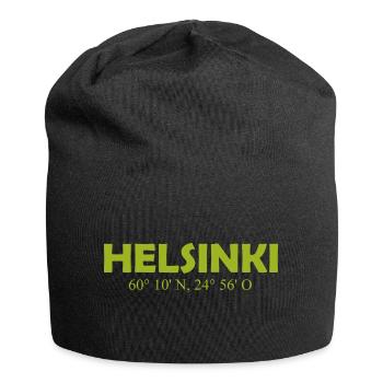 Helsinki Finland - Coordinates Longitude Latitude - Jersey-Beanie - Schwarz - Vorne