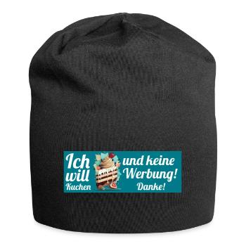 Ich will Kuchen und keine Werbung! Keine Werbung! - Jersey-Beanie - Schwarz - Vorne